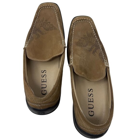 Mens Guess Brown Suede Driving Loafers 2 Head Dragon Bird Slip-On Cedric Size 10 main image 5